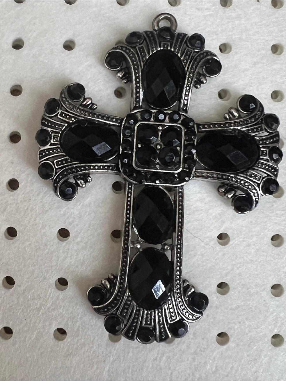 Black Jeweled Cross Pendant